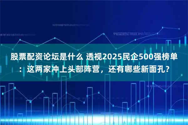 股票配资论坛是什么 透视2025民企500强榜单：这两家冲上头部阵营，还有哪些新面孔？